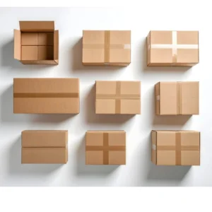 Variedad de medidas en cajas de cartón grandes y pequeñas para envíos y mudanzas.